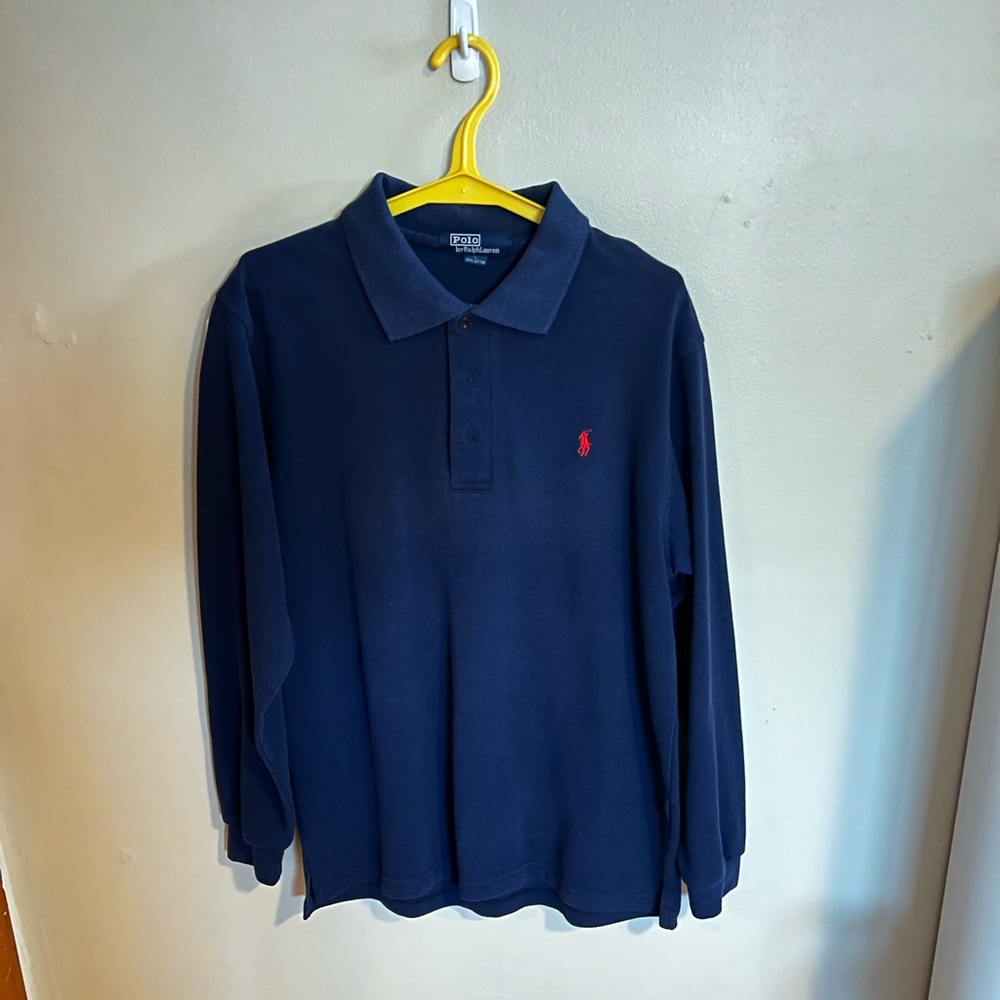Ralph Lauren navy long sleeve polo, lightly used